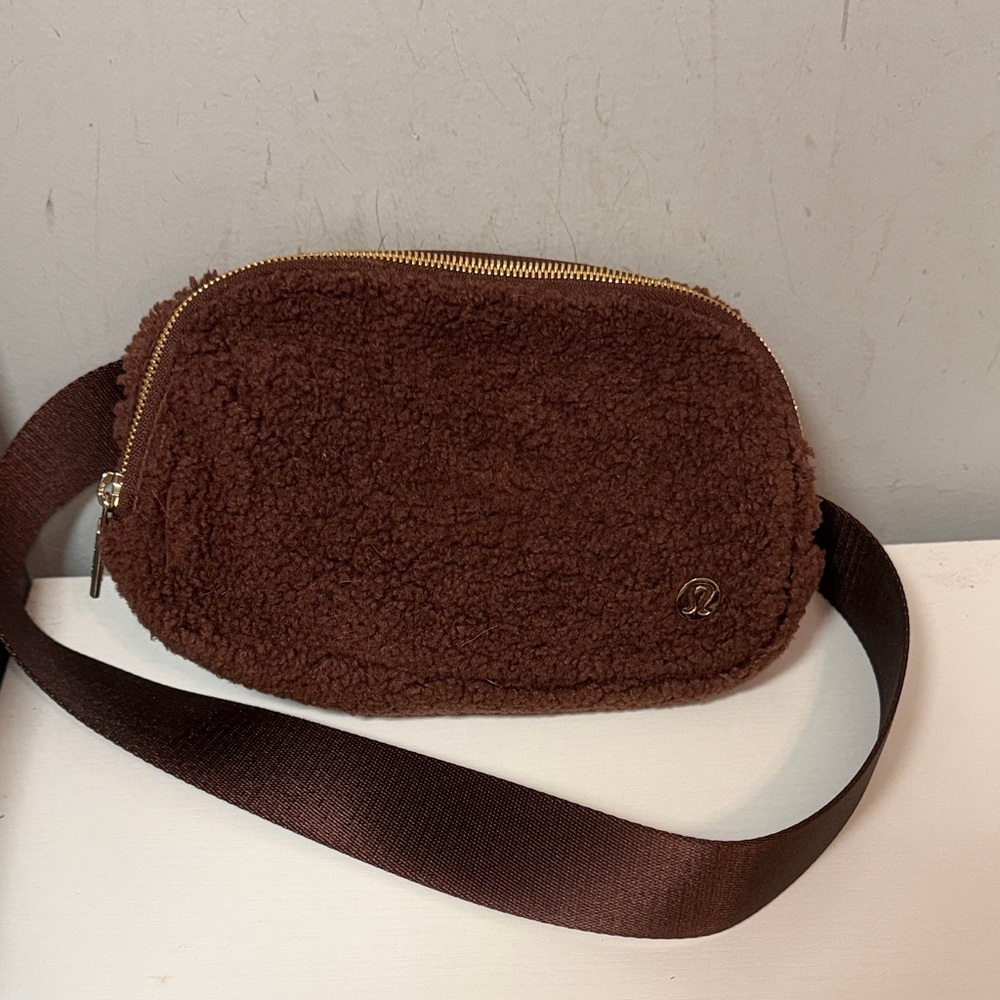 Lululemon Athletica Brown Fleece Crossbody Bag